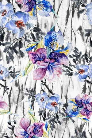 水墨印花华亿平台图片