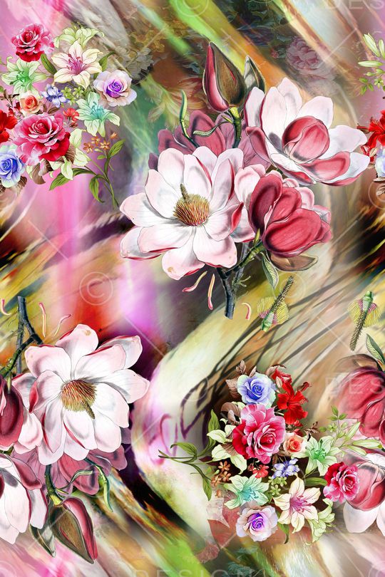 花卉印花华亿平台图片