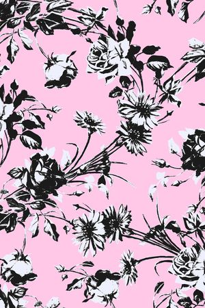 黑白花卉印花华亿平台图片