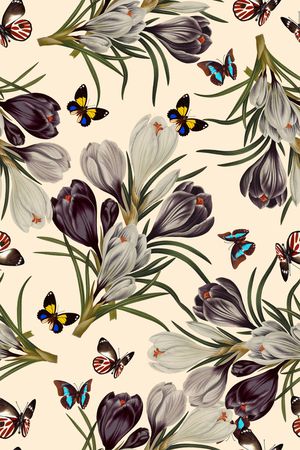 蝴蝶花卉拼图印花华亿平台图片