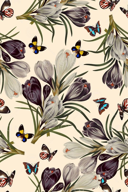 蝴蝶花卉拼图印花华亿平台图片