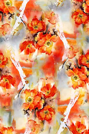 水彩花卉印花华亿平台图片