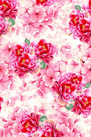 抽象手绘水彩画植物花卉数码印花印花华亿平台图片