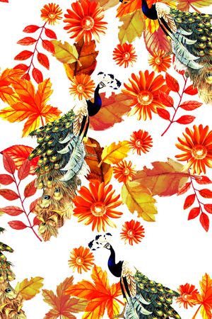 孔雀羽毛印花华亿平台图片