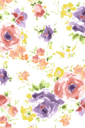 水彩花印花华亿平台图片