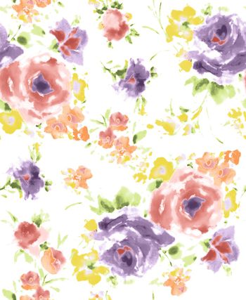 水彩花印花华亿平台图片