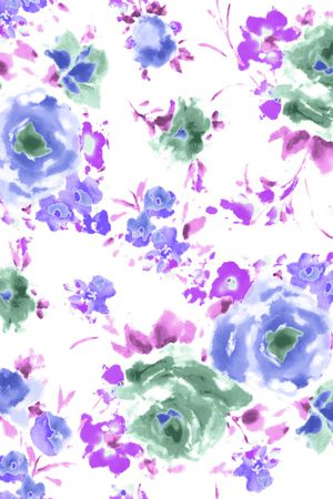 水彩花印花华亿平台图片