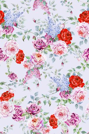小清新手绘花卉玫瑰印花华亿平台图片