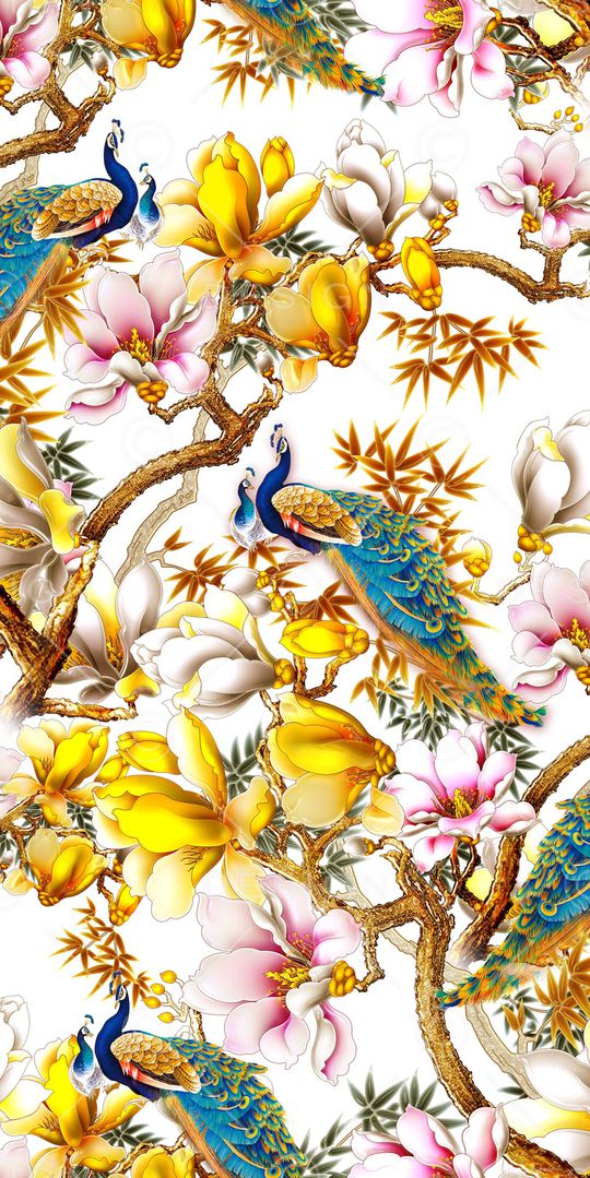 孔雀羽毛印花华亿平台图片