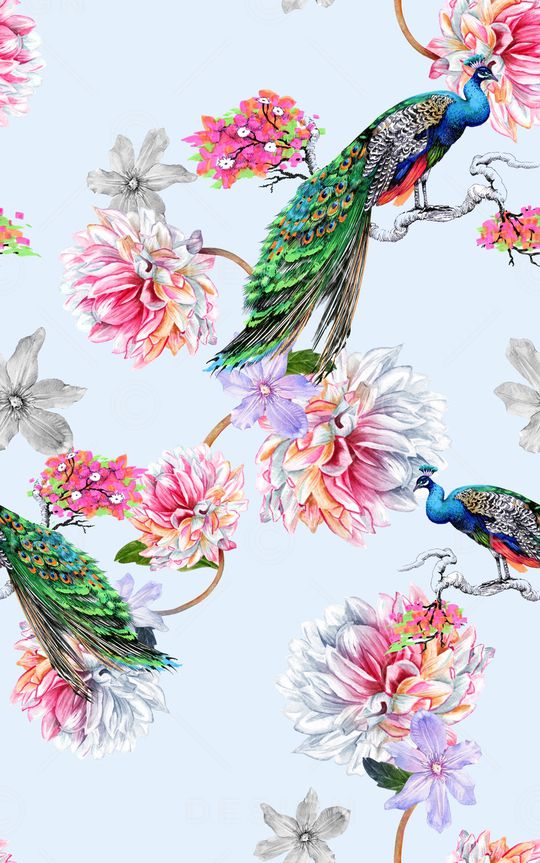 花鸟印花华亿平台图片