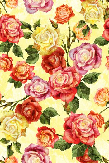 758358-手绘花卉岩石底纹黄