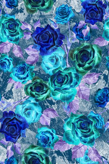 758359-手绘花卉岩石底纹兰