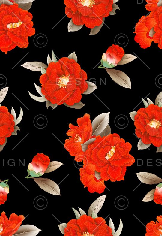 牡丹印花华亿平台图片