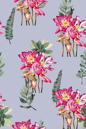 抽象手绘水彩画植物花卉数码印花印花华亿平台图片