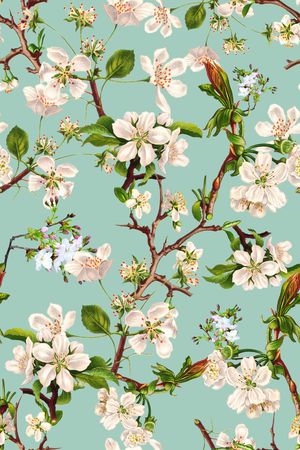 春季花卉花枝植物印花华亿平台图片