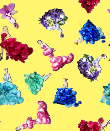 花卉与插画结合印花华亿平台图片