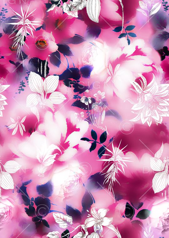 朦胧花朵印花华亿平台图片