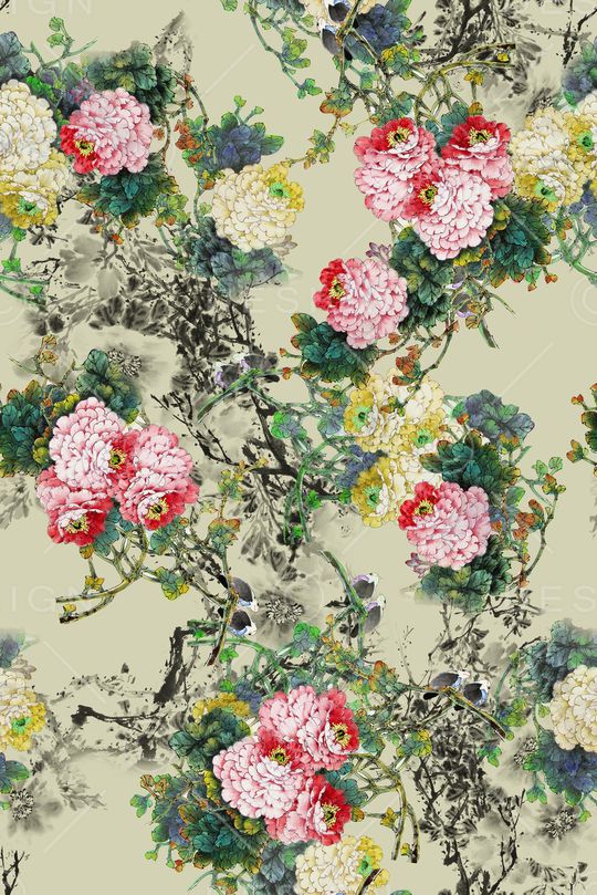 牡丹印花华亿平台图片