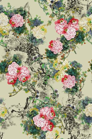 牡丹印花华亿平台图片