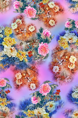 牡丹印花华亿平台图片