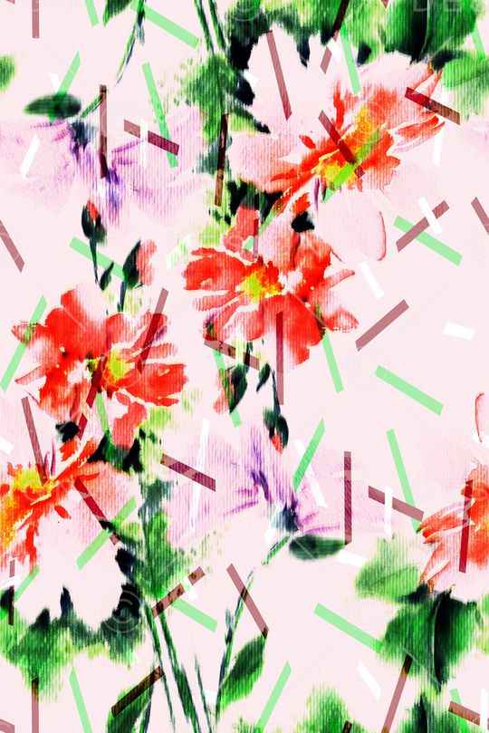 水墨水彩印花华亿平台图片