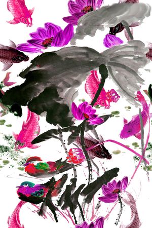 荷花印花华亿平台图片