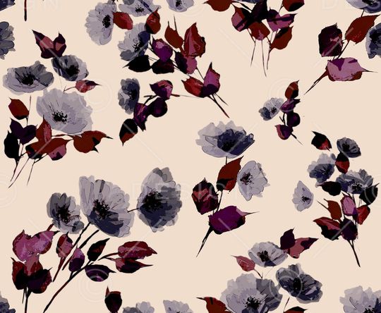 水彩花卉印花华亿平台图片