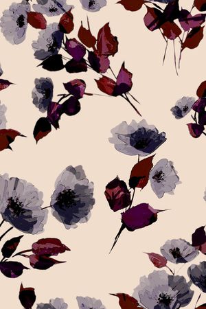 水彩花卉印花华亿平台图片