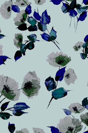 水彩花卉印花华亿平台图片