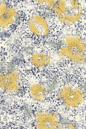 朦胧水彩花卉印花华亿平台图片