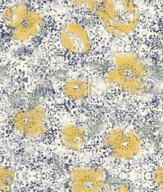 朦胧水彩花卉印花华亿平台图片