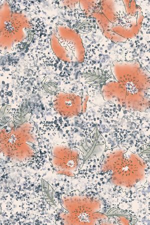 朦胧水彩花卉印花华亿平台图片