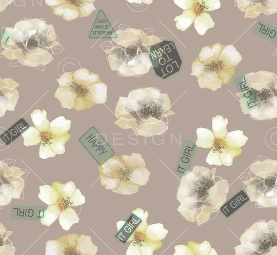 水彩花卉印花华亿平台图片