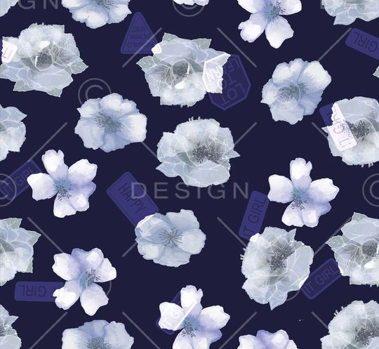 水彩花卉印花华亿平台图片