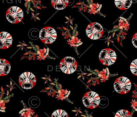 脸谱印花华亿平台图片