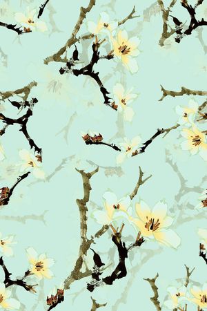 工笔画印花华亿平台图片