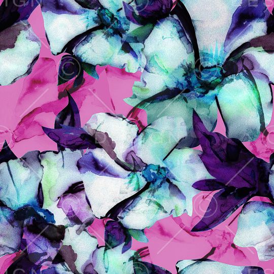 水彩花卉印花华亿平台图片