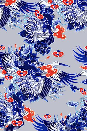 抽象手绘几何纹理动物中国风数码印花印花华亿平台图片