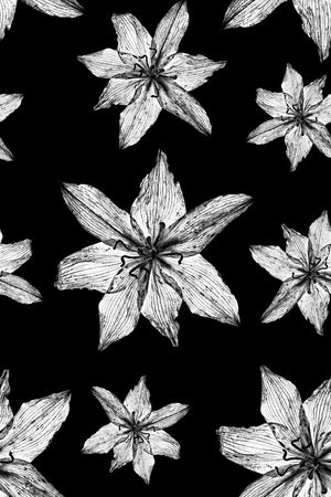 黑白花卉印花华亿平台图片