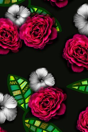 玫瑰花印花华亿平台图片