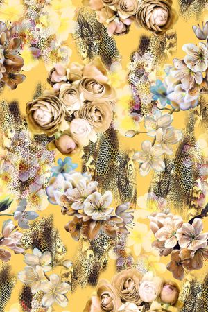 水彩花卉印花华亿平台图片