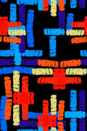 手绘线条笔触印花华亿平台图片