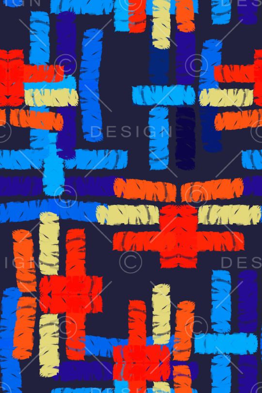 手绘线条笔触印花华亿平台图片