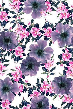 抽象手绘水彩画植物花卉数码印花印花华亿平台图片