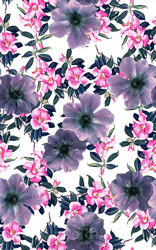 抽象手绘水彩画植物花卉数码印花印花华亿平台图片