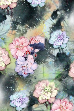 手绘水彩印花华亿平台图片