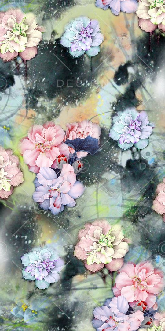 手绘水彩印花华亿平台图片