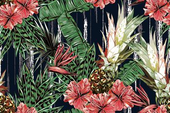 热带花卉印花华亿平台图片