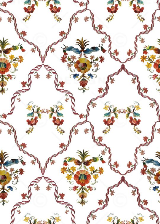 缠枝花卉印花华亿平台图片