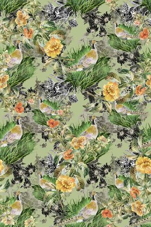 草木绿印花华亿平台图片